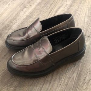 Dr. Marten Size 7 Pewter Metallic Penny Loafers